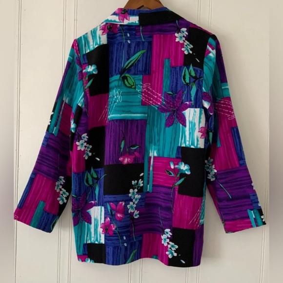 Vintage Willow Ridge Blue Purple Teal Black Funky Flashy 80’s Blazer‎ PLUS 1X xl - Picture 2 of 2